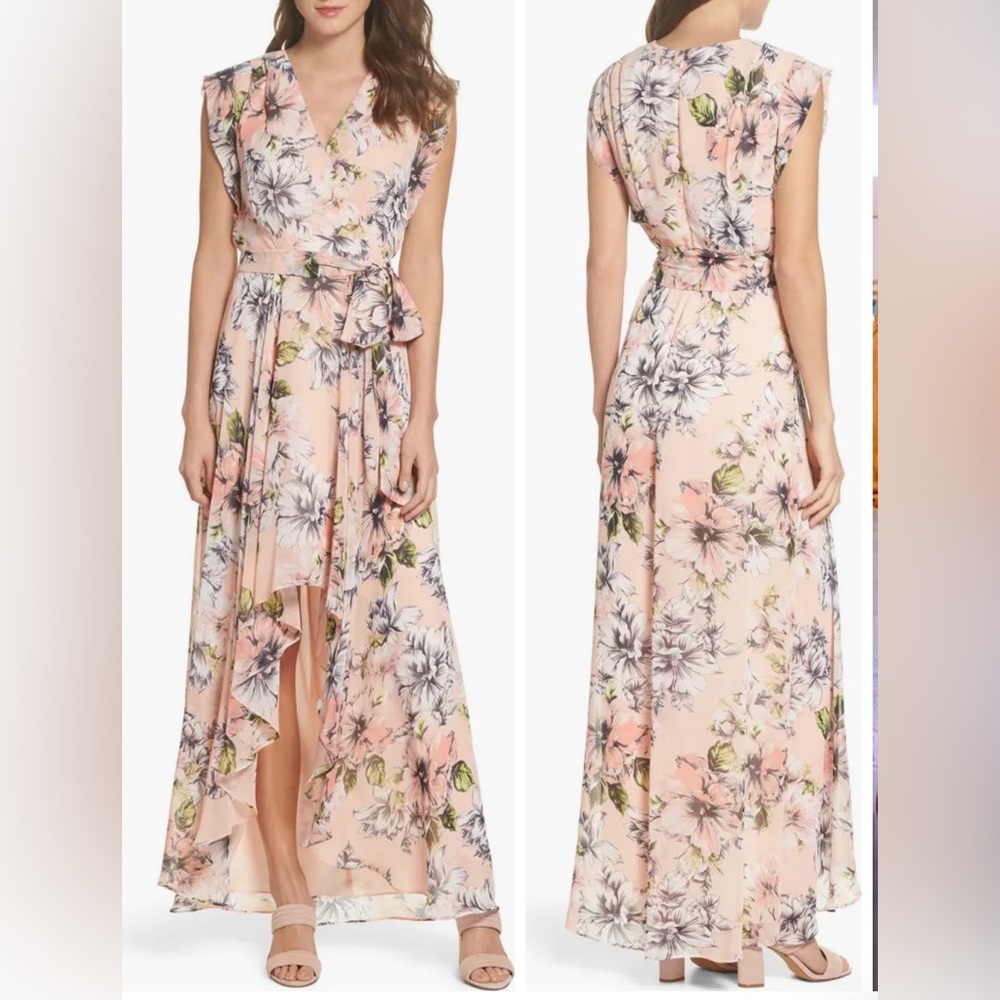 Floral Ruffle High/Low Maxi Dress - Eliza J Nordstrom